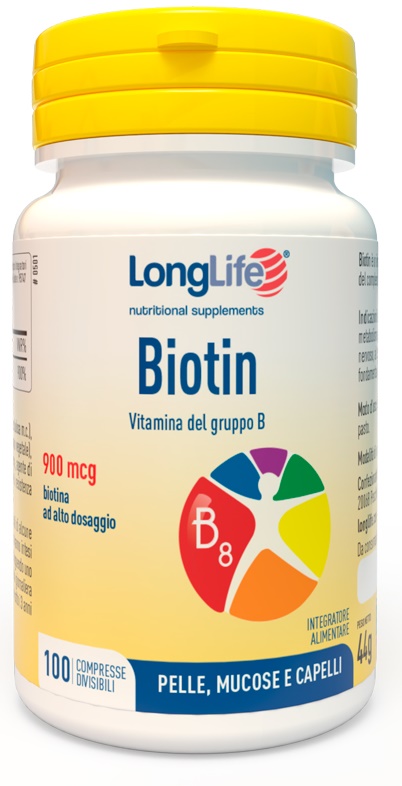 LONGLIFE BIOTIN 900 MCG 100 COMPRESSE - Farmamood