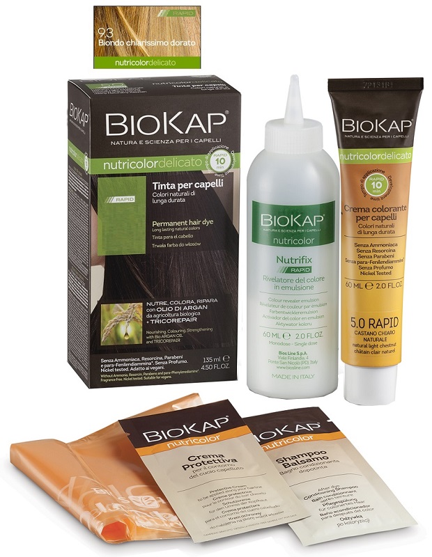 BIOS LINE  BIOKAP NUTRICOLOR DELICATO RAPID TINTA 9,3 BIONDO CHIARISSMO DORATO 135 ML - Farmamood