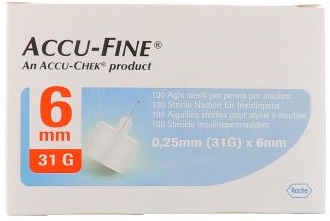 AGO PER PENNA DA INSULINA ACCU-FINE PEN NEEDLE ACCU-CHEK GAUGE 31 X 6MM 100 PEZZI - Farmamood