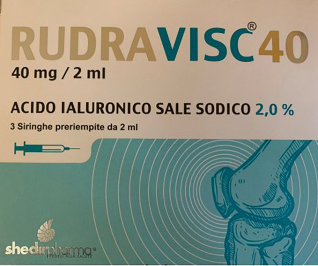 SIRINGA INTRA-ARTICOLARE RUDRAVISC 40 ACIDO IALURONICO SALE SODICO 40 MG 2 ML 3 PEZZI - Farmamood