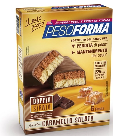 PESOFORMA BARRETTA AL CARAMELLO SALATO 12 PEZZI DA 31 G - Farmamood
