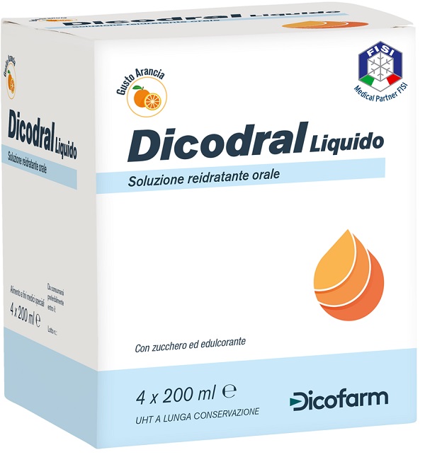 DICODRAL LIQUIDO SOLUZIONE REIDRATANTE ORALE 4 X 200 ML - Farmamood