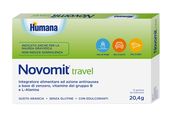 NOVOMIT TRAVEL 12 GOMME DA MASTICARE GUSTO ARANCIA - Farmamood