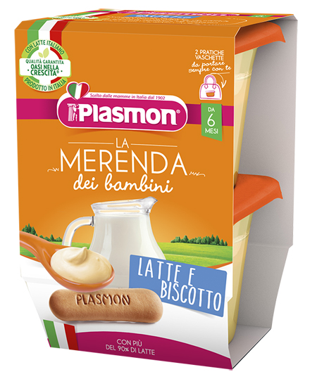 PLASMON LA MERENDA DEI BAMBINI MERENDE LATTE BISCOTTO ASETTICO 2 X 120 G - Farmamood