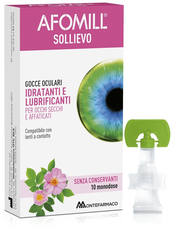 AFOMILL SOLLIEVO GOCCE OCULARI OCCHI 10 FIALE DA 0,5 ML - Farmamood