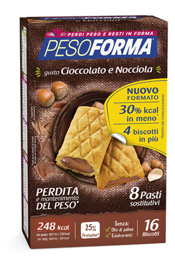 PESOFORMA BISCOTTO CIOCCOLATO NOCCIOLA 16 PEZZI 33 G - Farmamood
