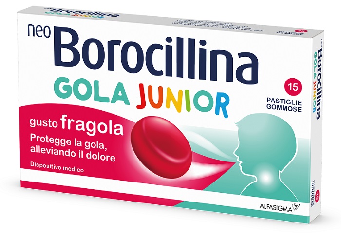 NEOBOROCILLINA GOLA JUNIOR 15 PASTIGLIE GUSTO FRAGOLA - Farmamood