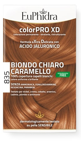 EUPHIDRA COLORPRO GEL COLORANTE CAPELLI XD 835 CARAMELLO 50 ML + ATTIVANTE + BALSAMO + GUANTI - Farmamood