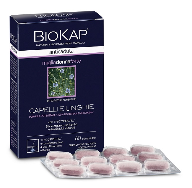 BIOKAP ANTICADUTA MIGLIO DONNA FORTE CON TRICOFOLTIL 60 COMPRESSE - Farmamood