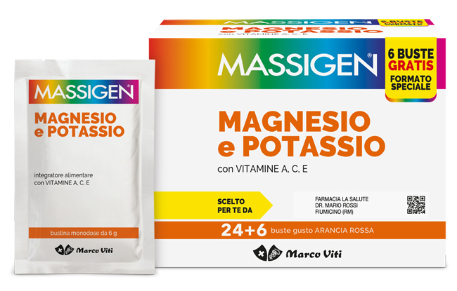 MASSIGEN MAGNESIO POTASSIO 24 BUSTINE + 6 BUSTINE - Farmamood