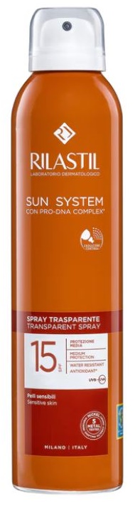 RILASTIL SUN SYSTEM TRANSPARENT SPRAY SPF15 200 ML - Farmamood