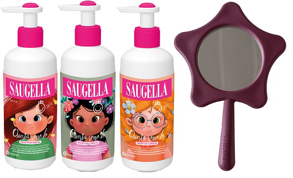 SAUGELLA BUNDLE GIRL DETERGENTE INTIMO QUESTA SONO IO PROTETTIVO LENITIVO 200 ML + GADGET SPECCHIO OMAGGIO - Farmamood
