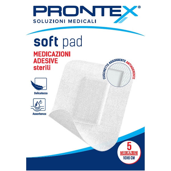 MEDICAZIONE ADESIVA STERILE PRONTEX SOFT PAD 10X6 CM 5 PEZZI - Farmamood