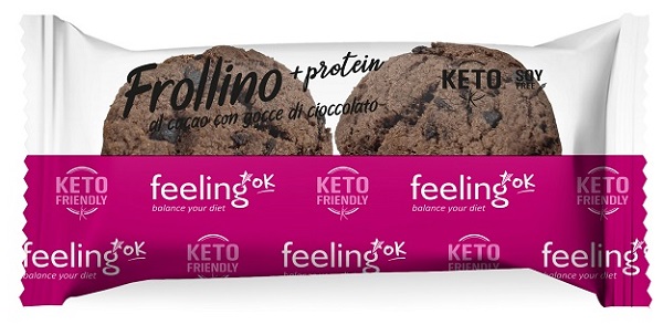 FEELING OK +PROTEIN FROLLINO AL CACAO CON GOCCE DI CIOCCOLATO 50 G - Farmamood
