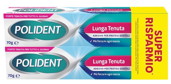 ADESIVO PROTESI DENTALI POLIDENT LUNGA TENUTA 2 TUBETTI X 70 G - Farmamood