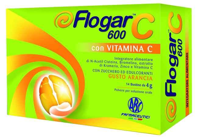 FLOGAR  C 600 CON VITAMINA C 14 BUSTINE GUSTO ARANCIA - Farmamood