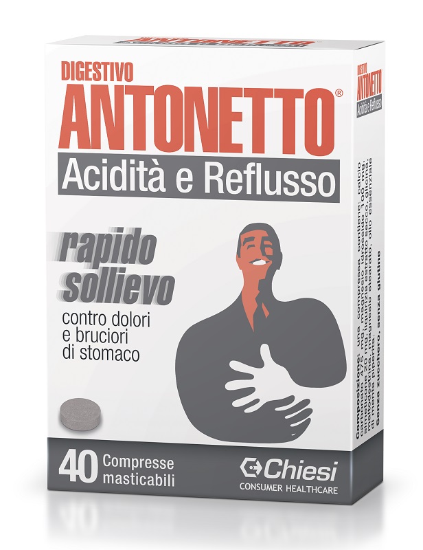 DIGESTIVO ANTONETTO ACIDITA' E REFLUSSO 40 COMPRESSE MASTICABILI - Farmamood