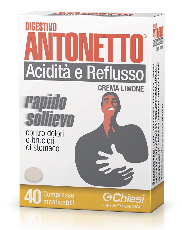 DIGESTIVO ANTONETTO ACIDITA' E REFLUSSO CREMA AL LIMONE 40 COMPRESSE MASTICABILI - Farmamood