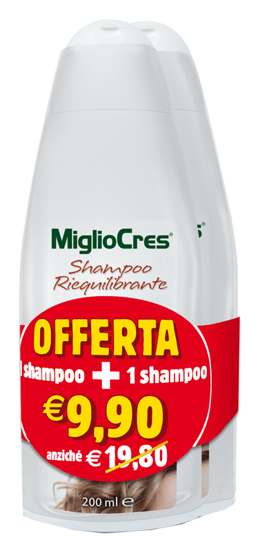MIGLIOCRES SHAMPOO RIEQUILIBRANTE BIPACK 200 ML - Farmamood