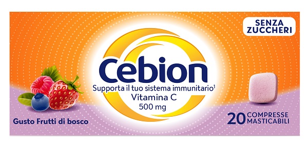 CEBION MASTICABILE SENZA ZUCCHERO VITAMINA C 500 MG 20 COMPRESSE - Farmamood