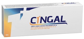 SIRINGA PRERIEMPITA INTRA ARTICOLARE CINGAL 4 ML 22MG/ML ACIDO RETICOLATO CON 4,5 MG/ML TRIAMCINOLONE ESACETONIDE - Farmamood