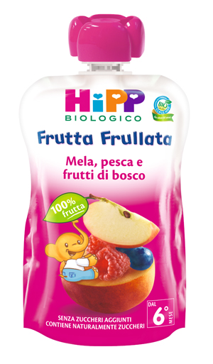 HIPP BIO FRUTTA FRULLATA MELA PESCA FRUTTI DI BOSCO 90 G - Farmamood