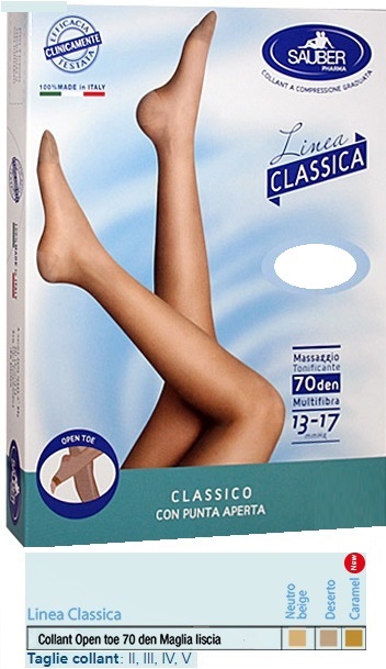 SAUBER COLLANT OPEN TOE MAGLIA LISCIA 70 DEN COLORE NEUTRO BEIGE TAGLIA 5 LINEA CLASSICA - Farmamood