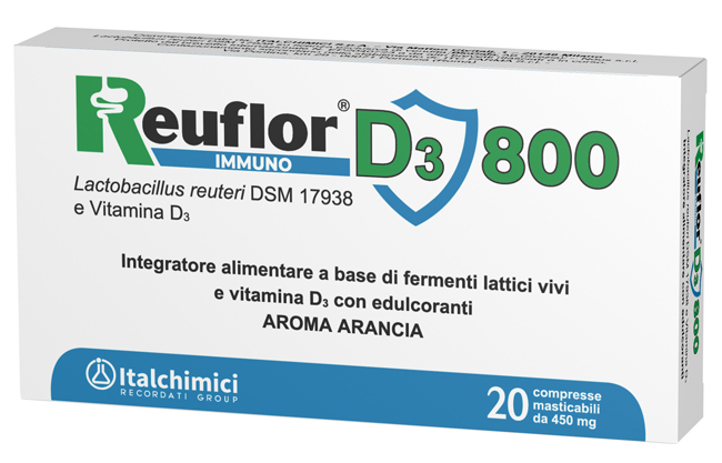 REUFLOR D3 800 20 COMPRESSE MASTICABILI AROMA ARANCIA - Farmamood