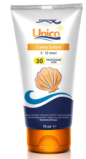 UNICO CREMA SOLARE 3-12 MESI PROTEZIONE ALTA SPF 30+ 75 ML - Farmamood