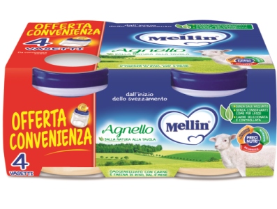 MELLIN OMOGENEIZZATO AGNELLO 4 PEZZI X 80 G - Farmamood