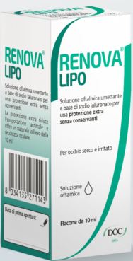RENOVA COLLIRIO SOSTITUTO LACRIMALE A BASE DI ACIDO IALURONICO 0,4% E LIPIDI FLACONE DA 10 ML SENZA CONSERVANTI - Farmamood