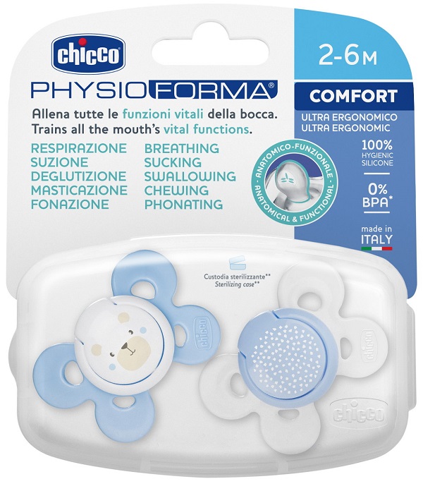 CHICCO SUCCHIETTO COMFORT BOY SILICONE 2-6 MESI 2 PEZZI - Farmamood