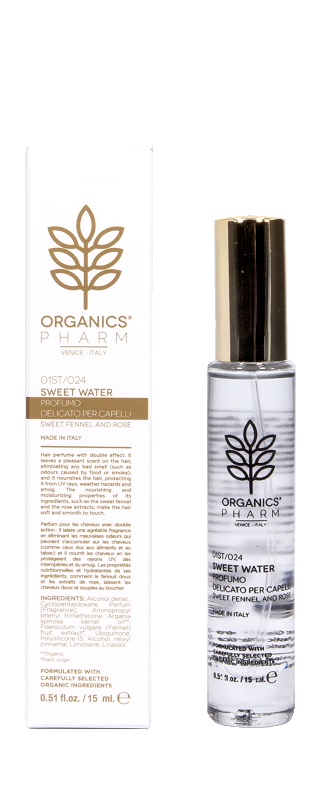ORGANICS PHARM SWEET WATER PROFUMO DELICATO PER CAPELLI FINOCCHIO E ROSA 15 ML - Farmamood