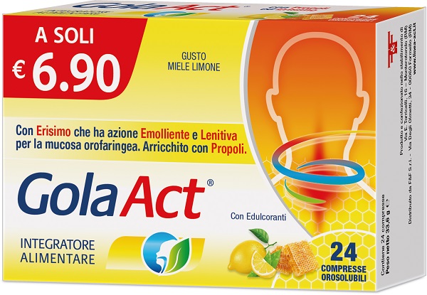 GOLA ACT MIELE LIMONE 24 COMPRESSE SOLUBILI 33,6 G - Farmamood