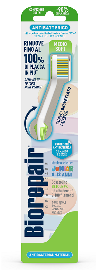 BIOREPAIR ORAL CARE SPAZZOLINO ANTIBATTERICO JUNIOR 6-12 ANNI PIU' COMFORT SETOLE MEDIO SOFT - Farmamood