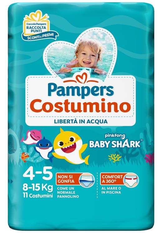 PAMPERS COSTUMINO BABY SHARK CP S 4-5 11 PEZZI - Farmamood