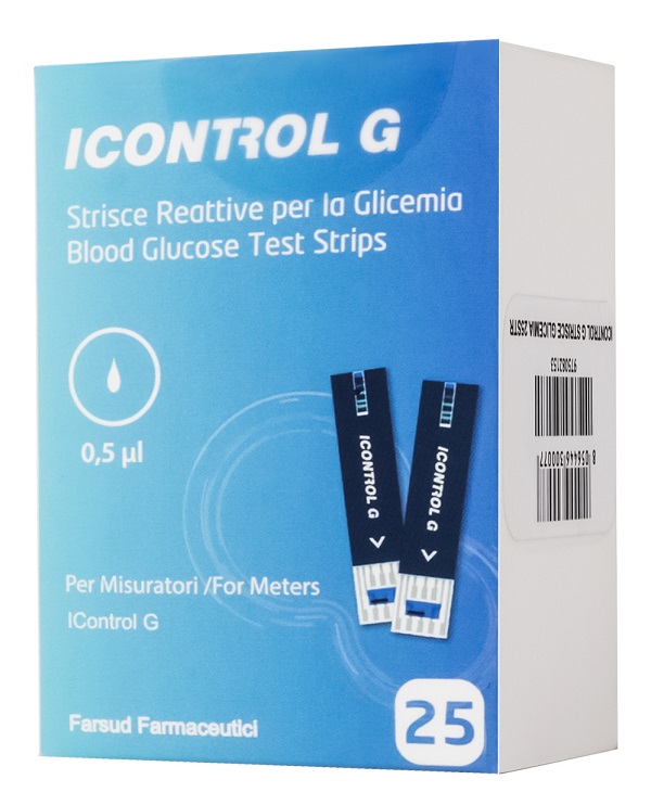 STRISCE MISURAZIONE GLICEMIA ICONTROL G 25 PEZZI - Farmamood