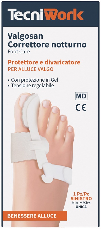 CORRETTORE NOTTURNO PER ALLUCE VALGO SINISTRO MISURA UNICA VALGOSAN 1 PEZZO - Farmamood