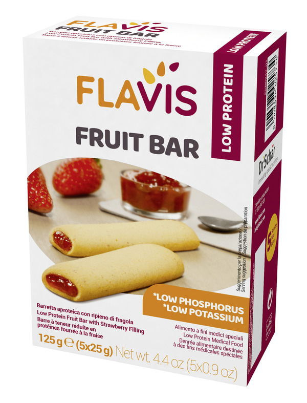 FLAVIS FRUIT BAR BARRETTA APROTEICA CON RIPIENO DI FRAGOLA 5 PEZZI DA 25 G - Farmamood