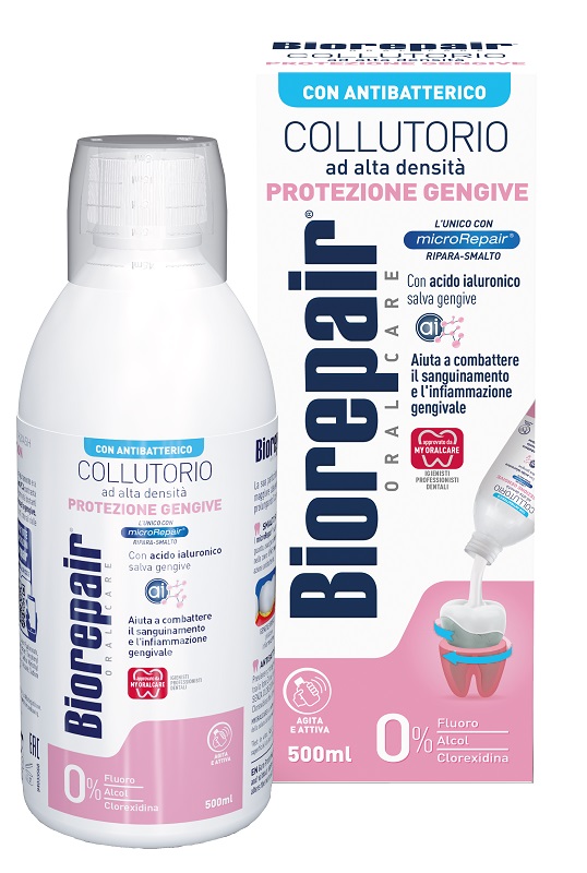 BIOREPAIR ORAL CARE COLLUTORIO ALTA INTENSITA' CON ANTIBATTERICO PROTEZIONE GENGIVE 500 ML - Farmamood