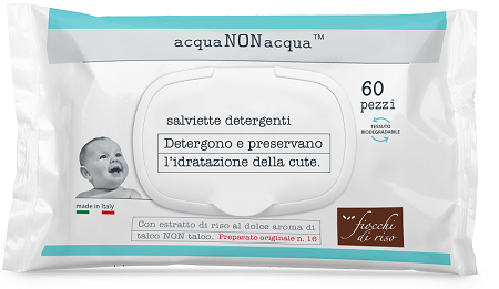FIOCCHI DI RISO ACQUA NON ACQUA SALVIETTE DETERGENTI 60 PEZZI - Farmamood