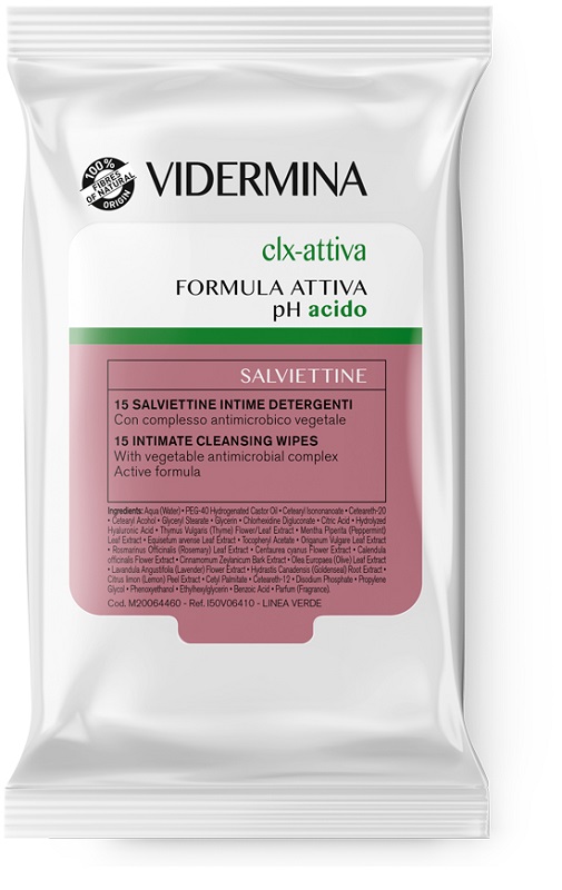 VIDERMINA CLX ATTIVA 15 SALVIETTE INTIME DETERGENTI - Farmamood