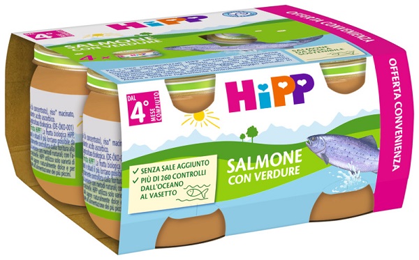 HIPP OMOGENEIZZATO SALMONE/VERDURE 4X80 G - Farmamood