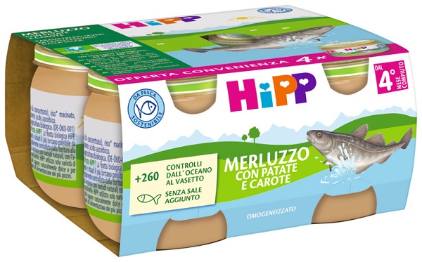 HIPP OMOGENEIZZATO MERLUZZO/PATATE/CAROTE 4X80 G - Farmamood