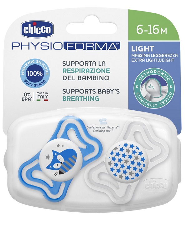 CHICCO SUCCHIETTO LIGHT BOY SILICONE 6-16 MESI 2 PEZZI - Farmamood