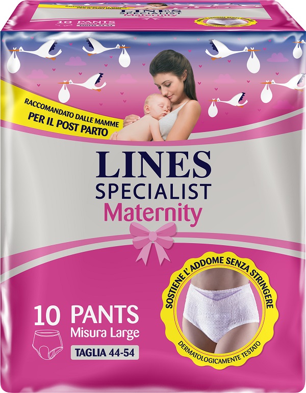 LINES SPECIALIST MATERNITY MUTANDINA ASSORBENTE PER PERDITE POST PARTO MISURA LARGE 10 PEZZI - Farmamood