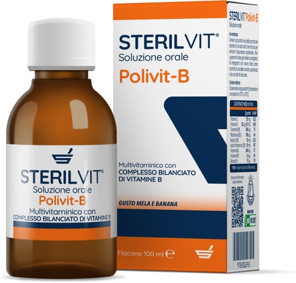 STERILVIT POLIVIT-B SOLUZIONE ORALE GUSTO MELA BANANA 100 ML - Farmamood