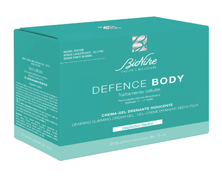 DEFENCE BODY TRATTAMENTO CELLULITE CREMA GEL DRENANTE RIDUCENTE 30 BUSTINE DA 10 ML - Farmamood