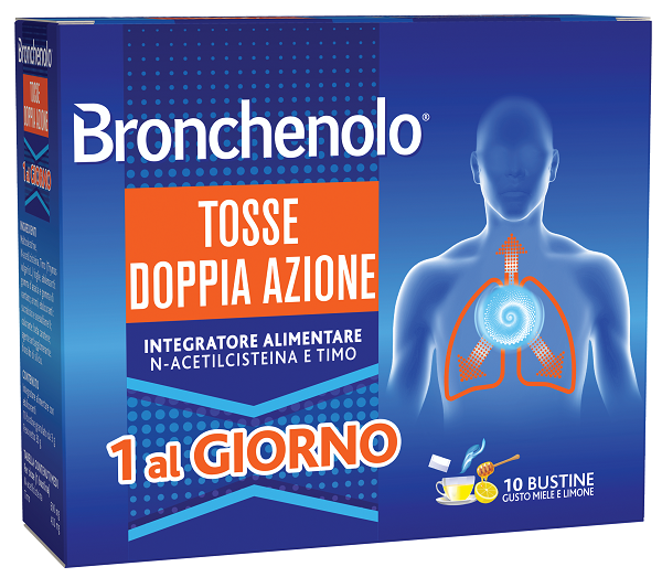 BRONCHENOLO TOSSE DOPPIA AZIONE 10 BUSTINE - Farmamood