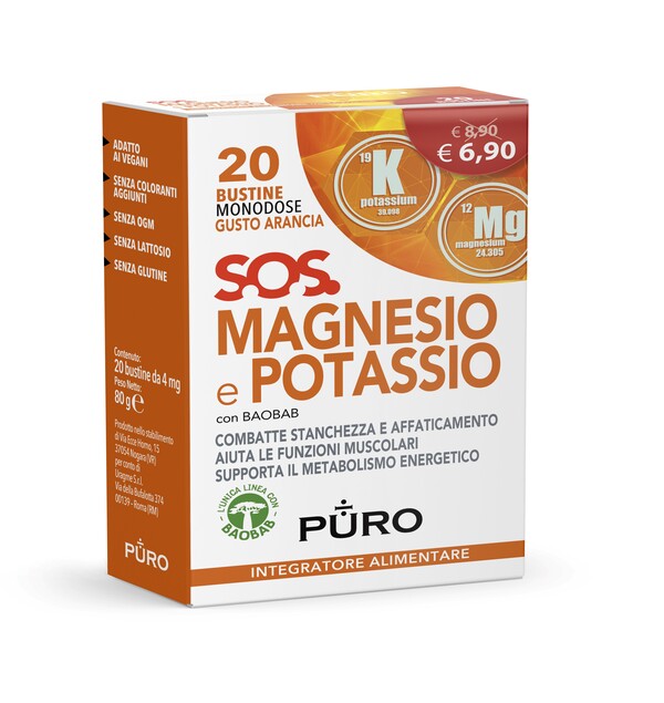 PURO MAGNESIO POTASSIO E BAOBAB 20 BUSTINE 4 G - Farmamood